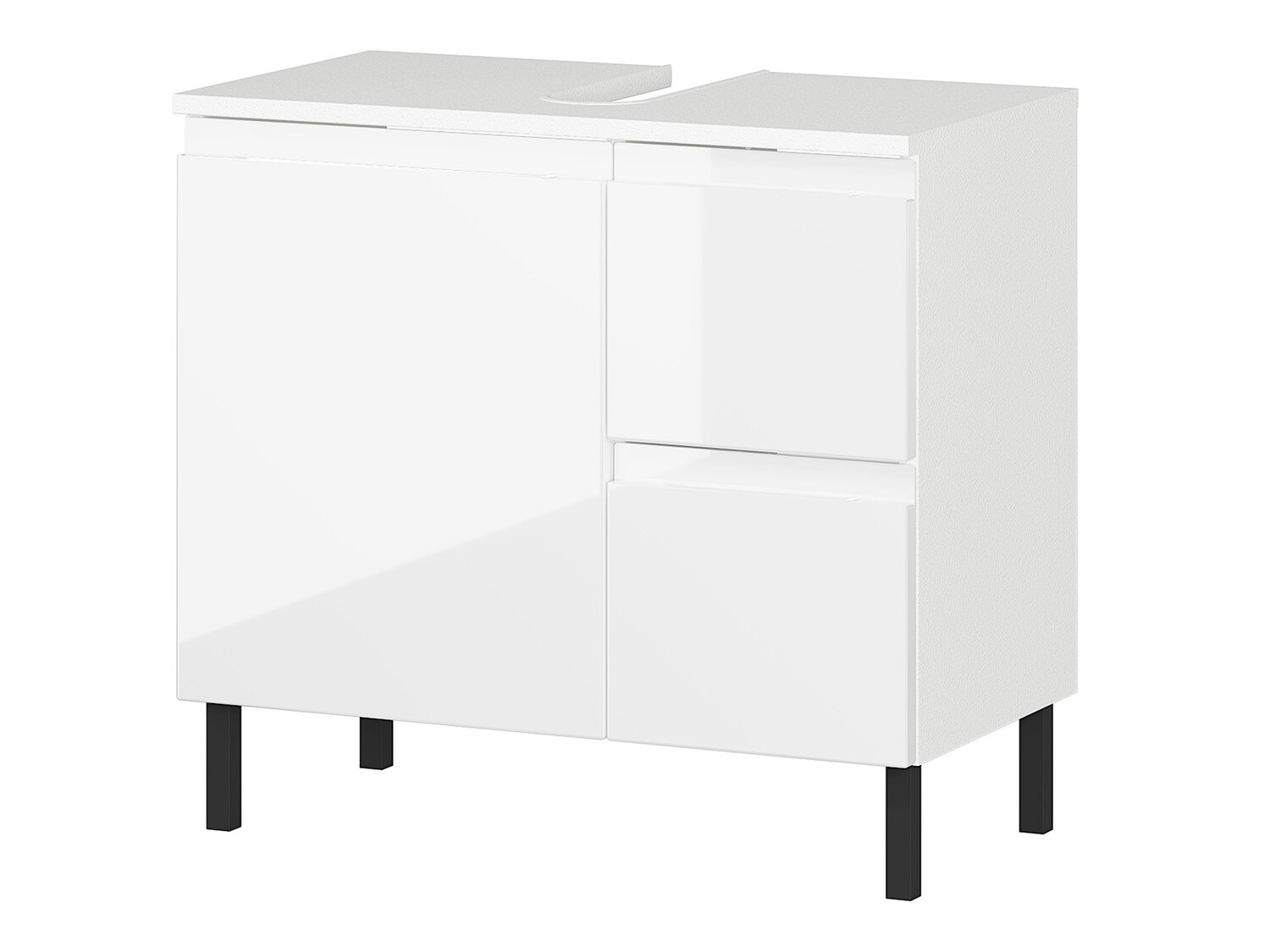 Armário com lavatório de apoio próprio para casa de banho Talmira 103 (Branco + Branco brilhante)