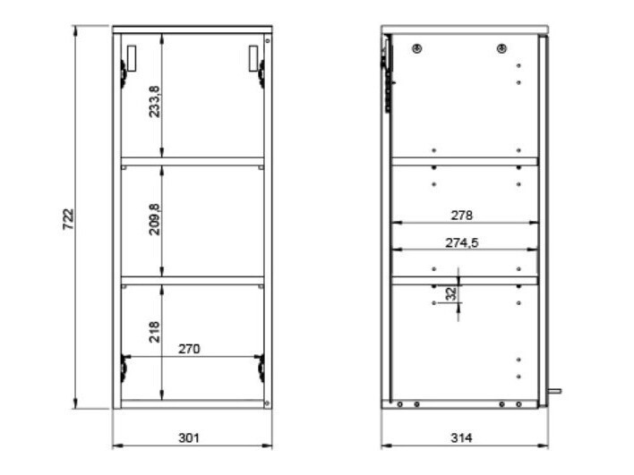 Armário montado na parede para casa de banho Sacramento AB103