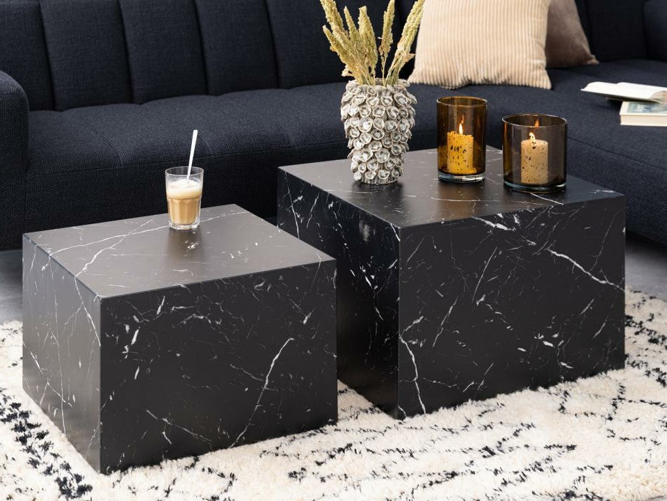 Conjunto de mesa de centro Norsica 603 (Mármore preto)