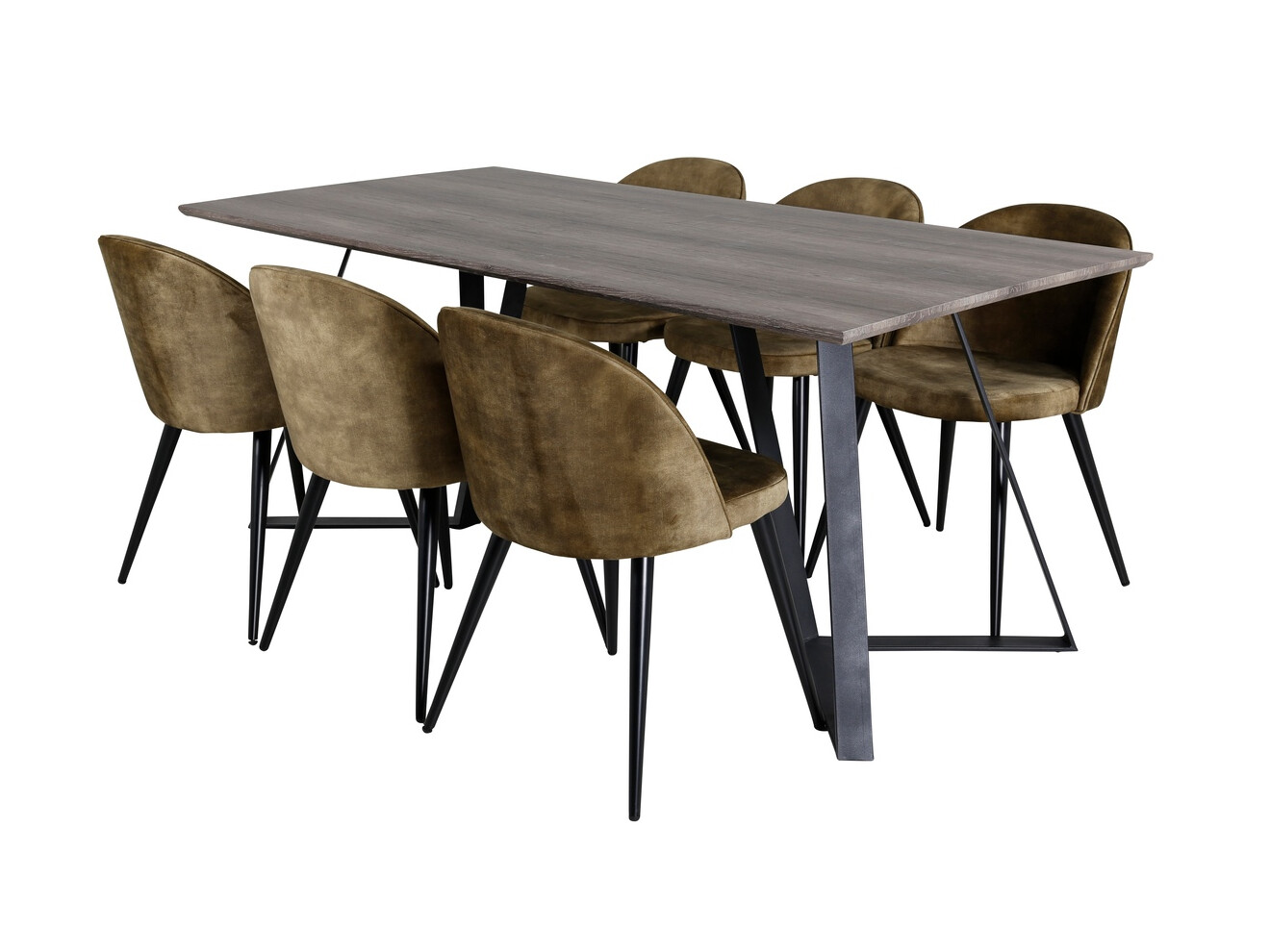 Conjunto para refeições Dallas 340 (Verde empoeirado + Preto)