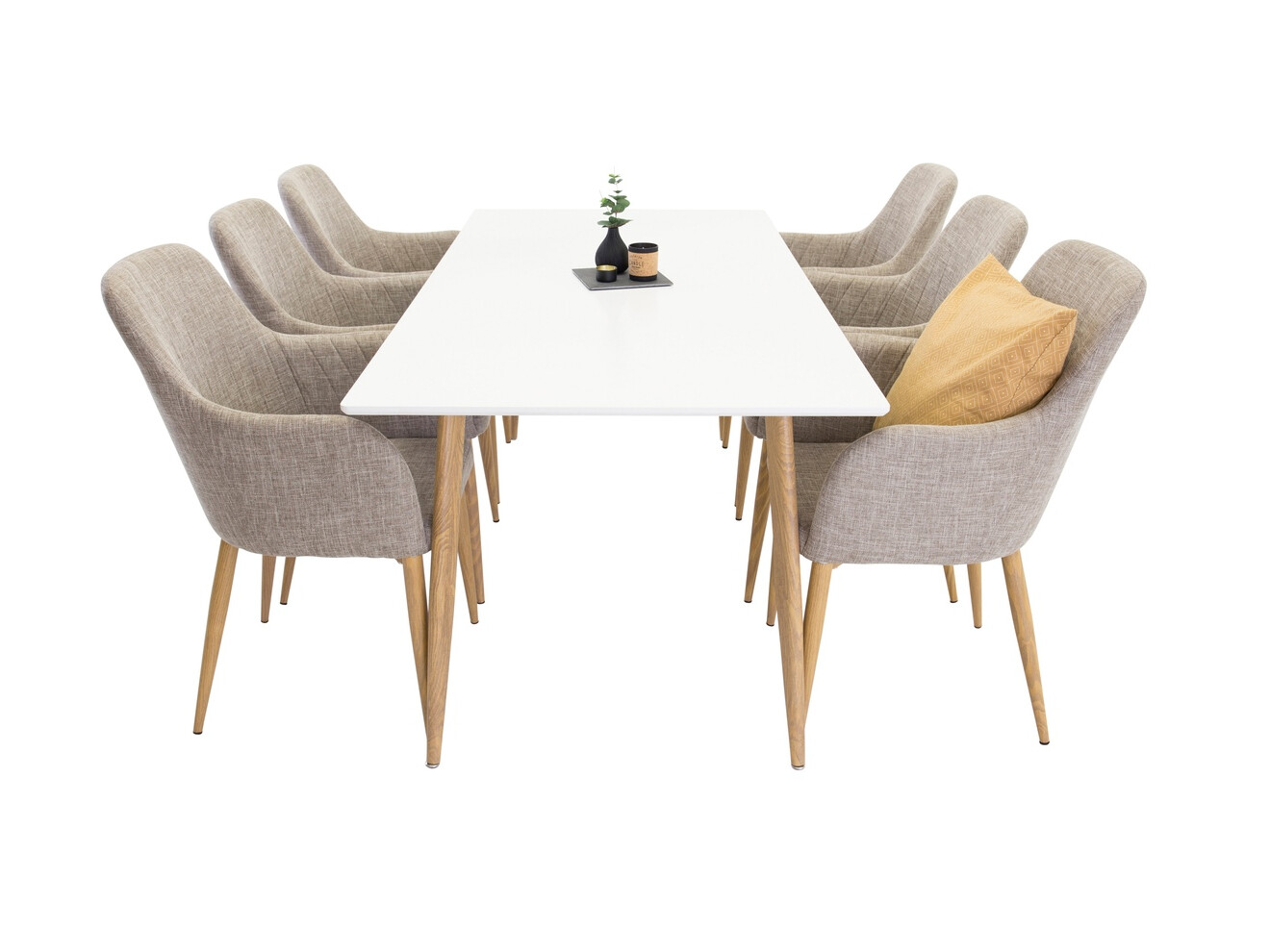 Conjunto para refeições Dallas 358 (Cinzento claro + Carvalho)