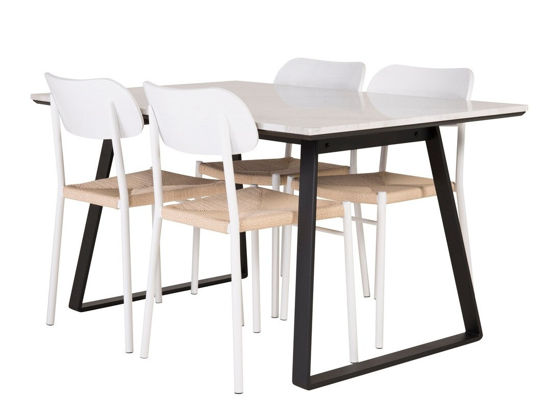 Conjunto para refeições Dallas 1118 (Madeira clara + Branco)