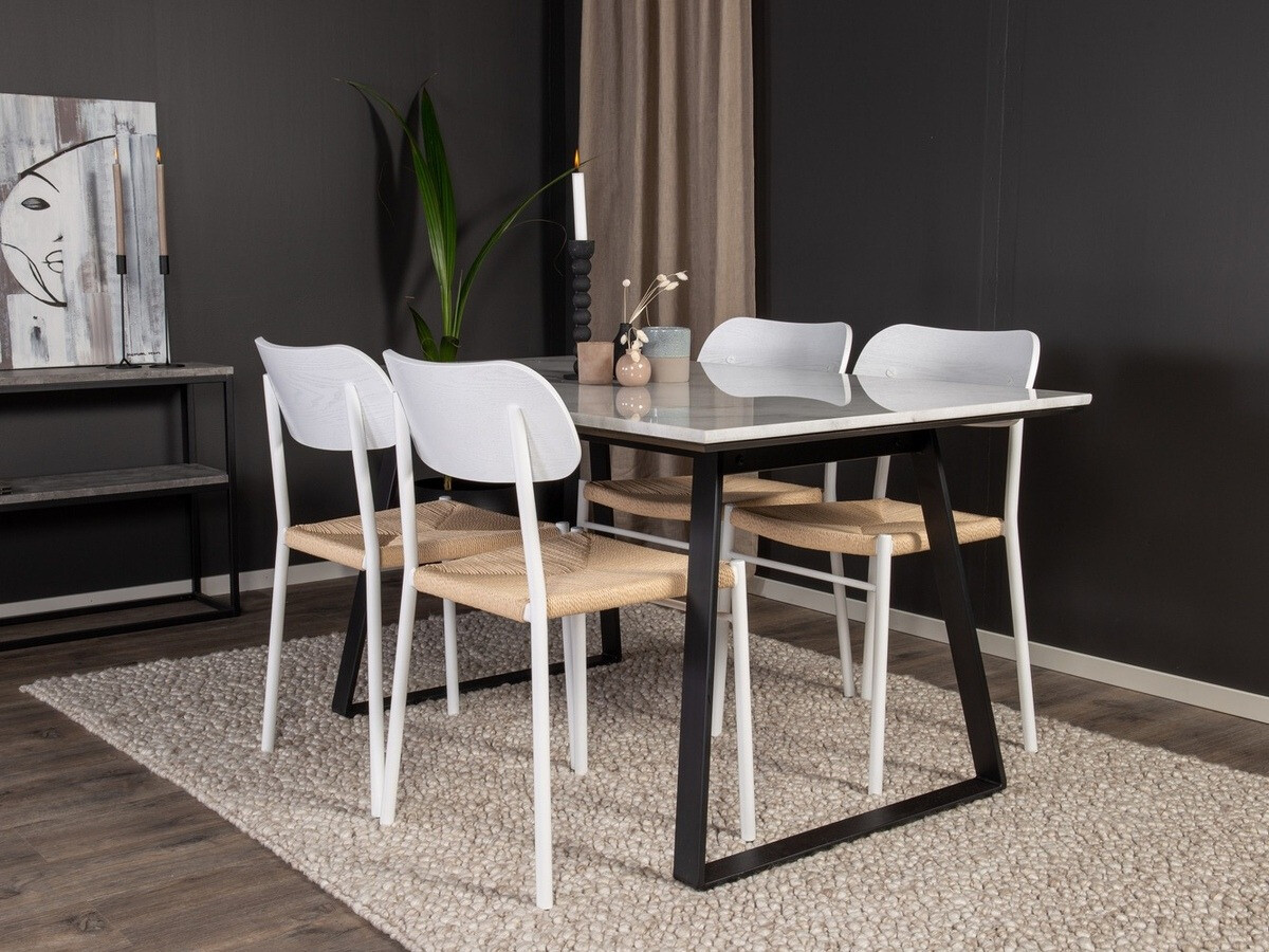 Conjunto para refeições Dallas 1118 (Madeira clara + Branco)