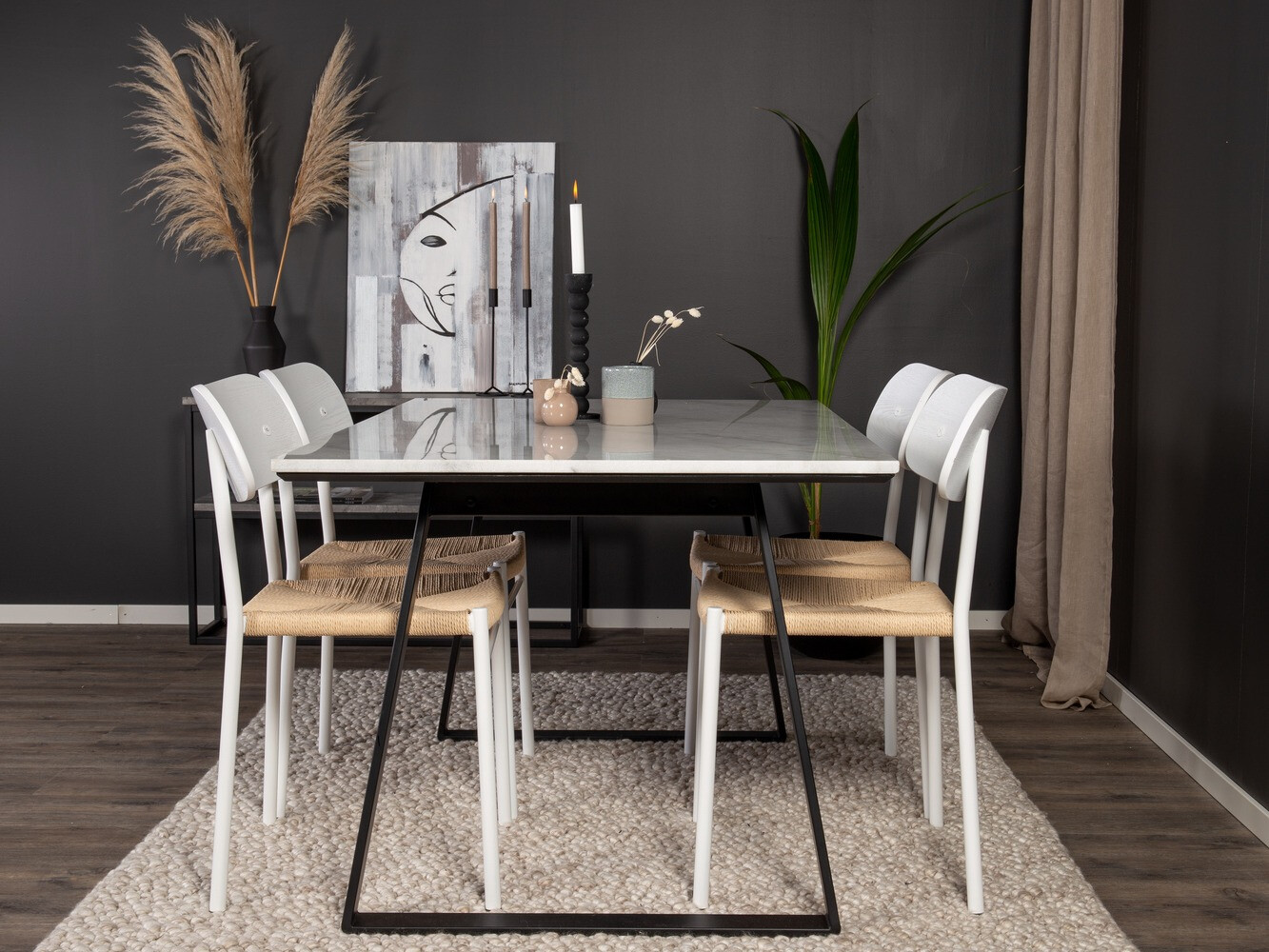 Conjunto para refeições Dallas 1118 (Madeira clara + Branco)