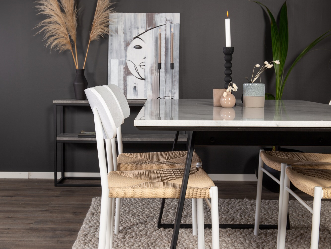 Conjunto para refeições Dallas 1118 (Madeira clara + Branco)