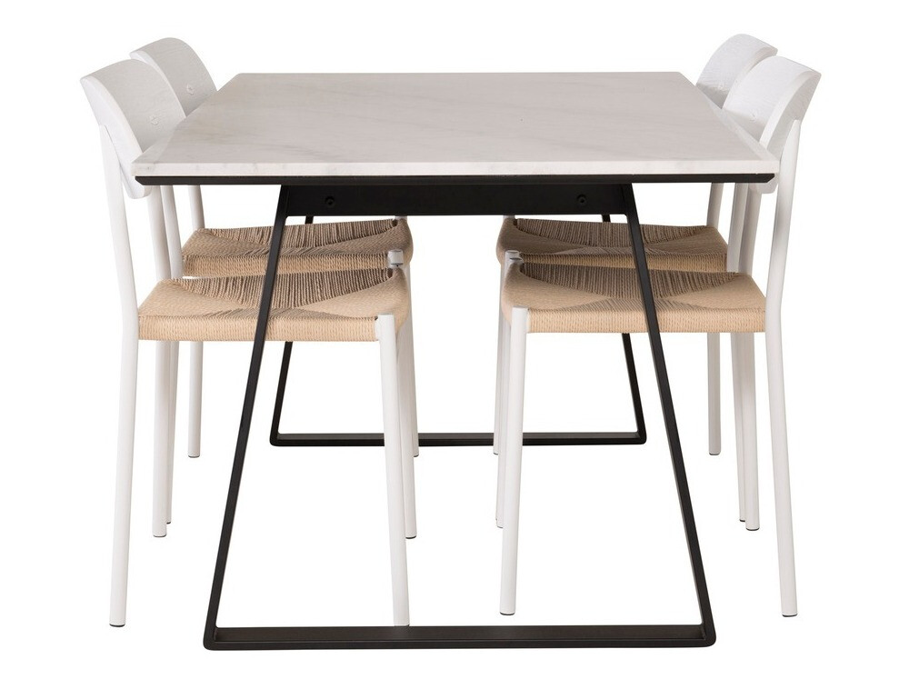 Conjunto para refeições Dallas 1118 (Madeira clara + Branco)