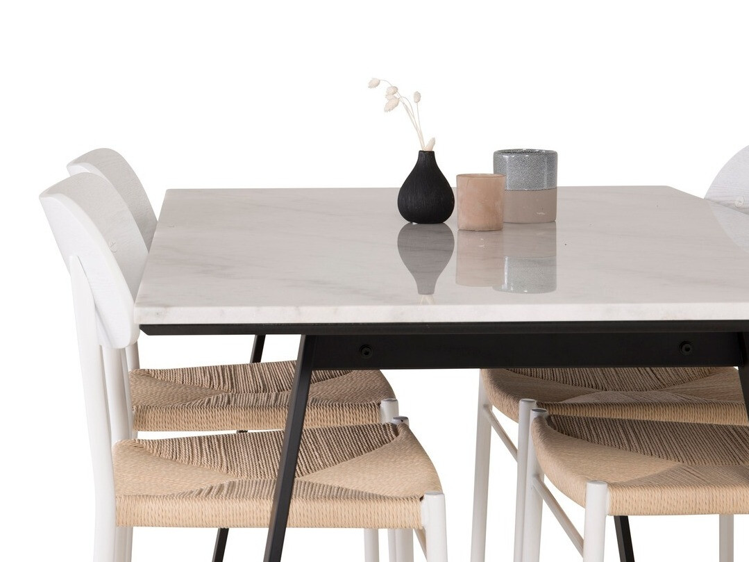 Conjunto para refeições Dallas 1118 (Madeira clara + Branco)