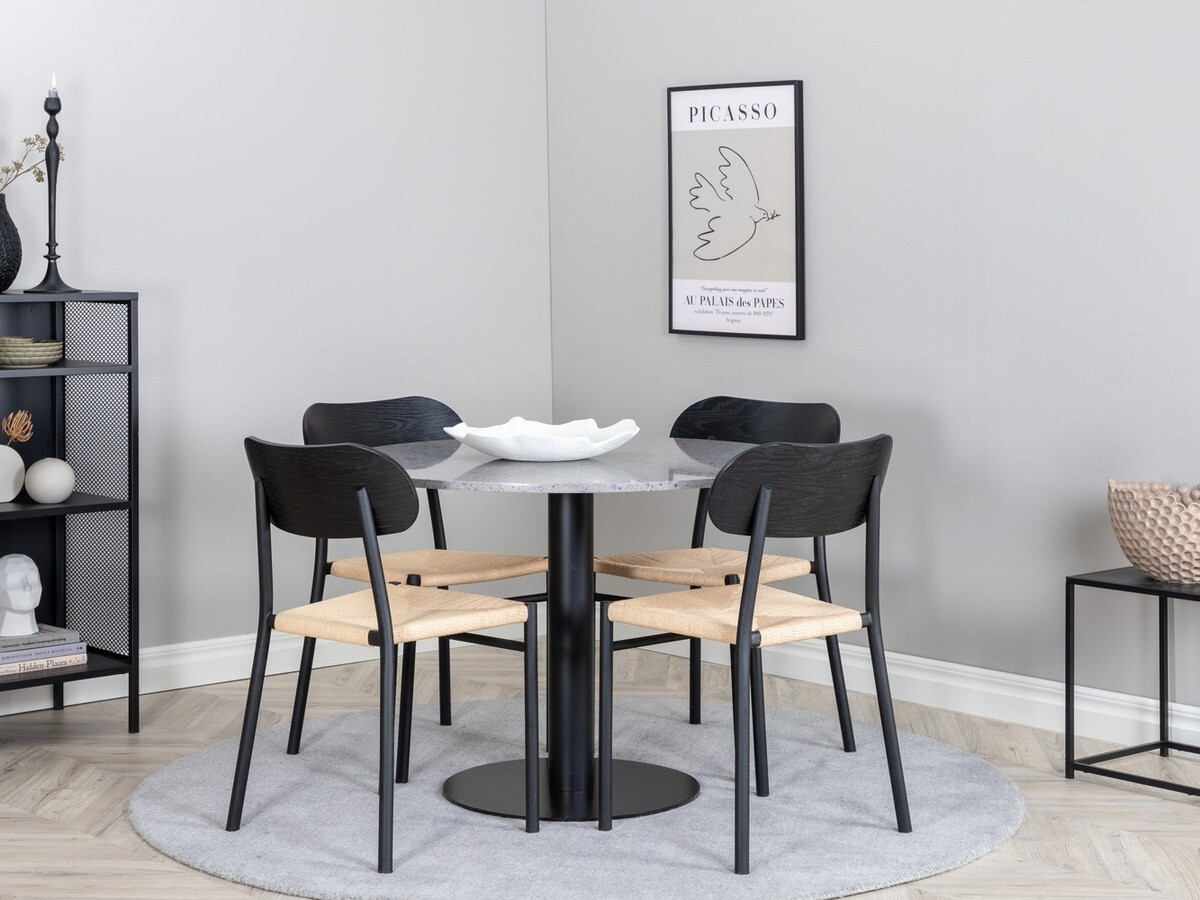 Conjunto para refeições Dallas 1137 (Madeira clara + Preto)