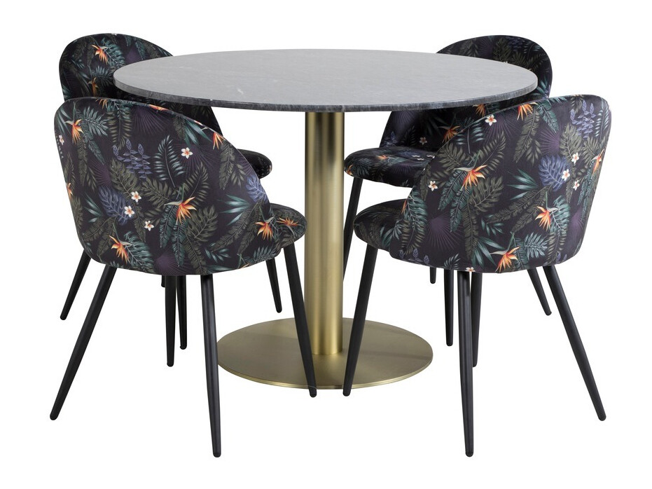 Conjunto para refeições Dallas 1219 (Padrão florido + Preto)