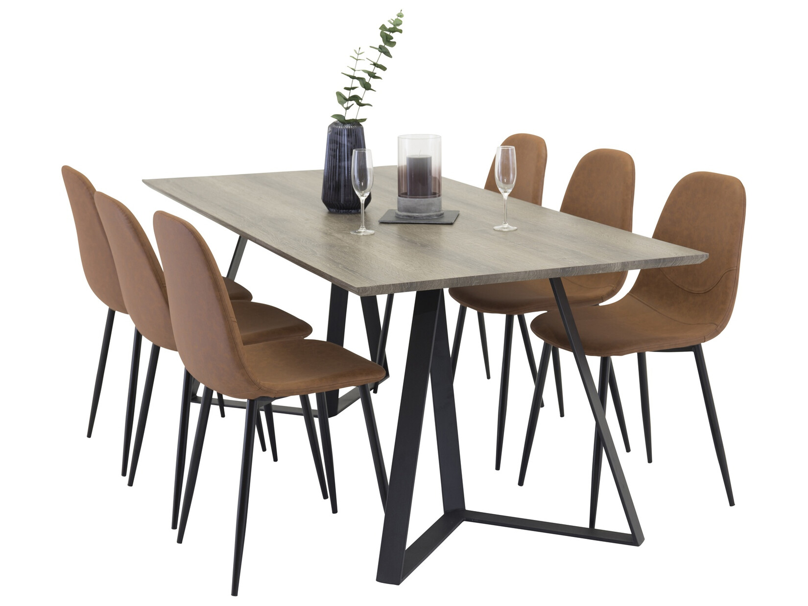 Conjunto para refeições Dallas 1353 (Castanho + Preto)