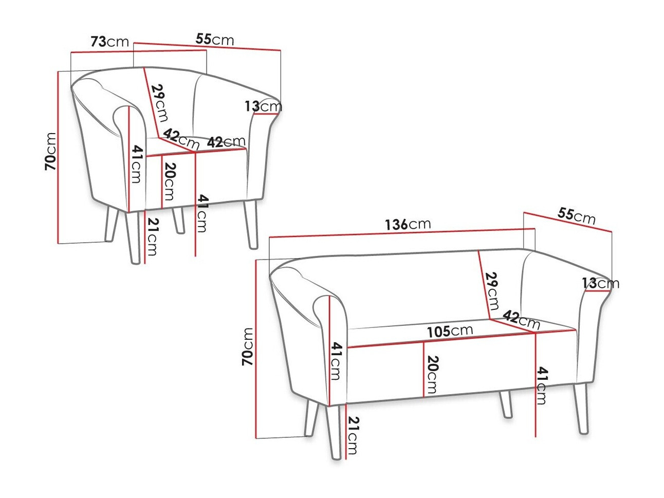 Conjunto de mobiliário com estofo Arvada 113 (Manila 13)