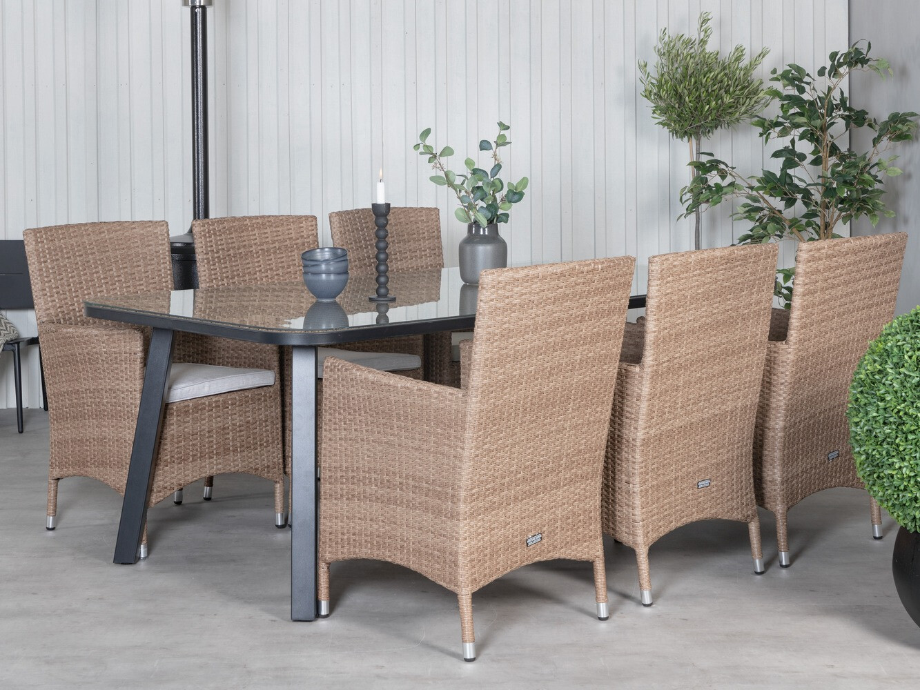 Poltrona para o exterior Dallas 739 (Madeira clara + Branco)