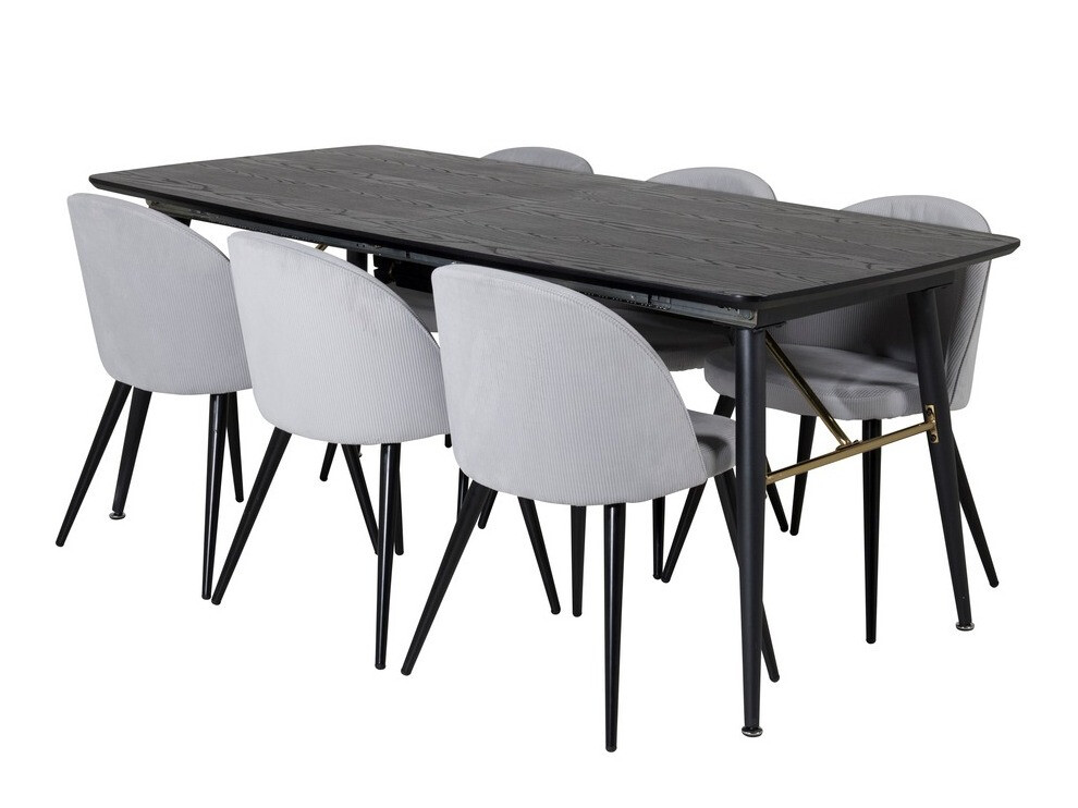 Conjunto para refeições Dallas 1447 (Cinzento claro + Preto)