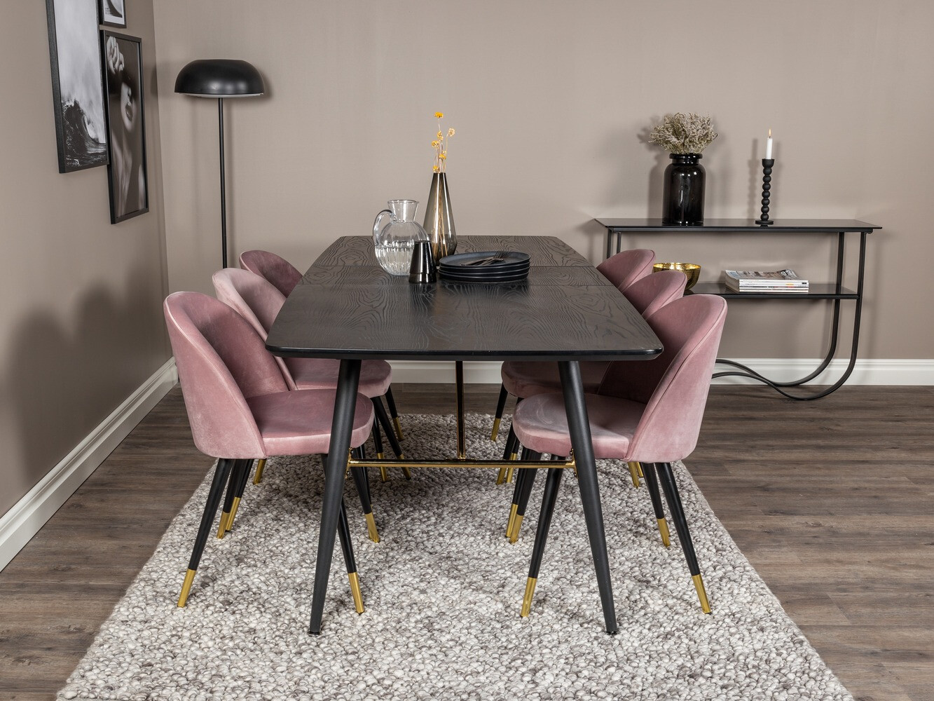 Conjunto para refeições Dallas 1451 (Rosa + Preto)