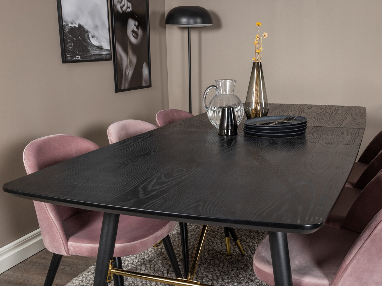 Conjunto para refeições Dallas 1451 (Rosa + Preto)