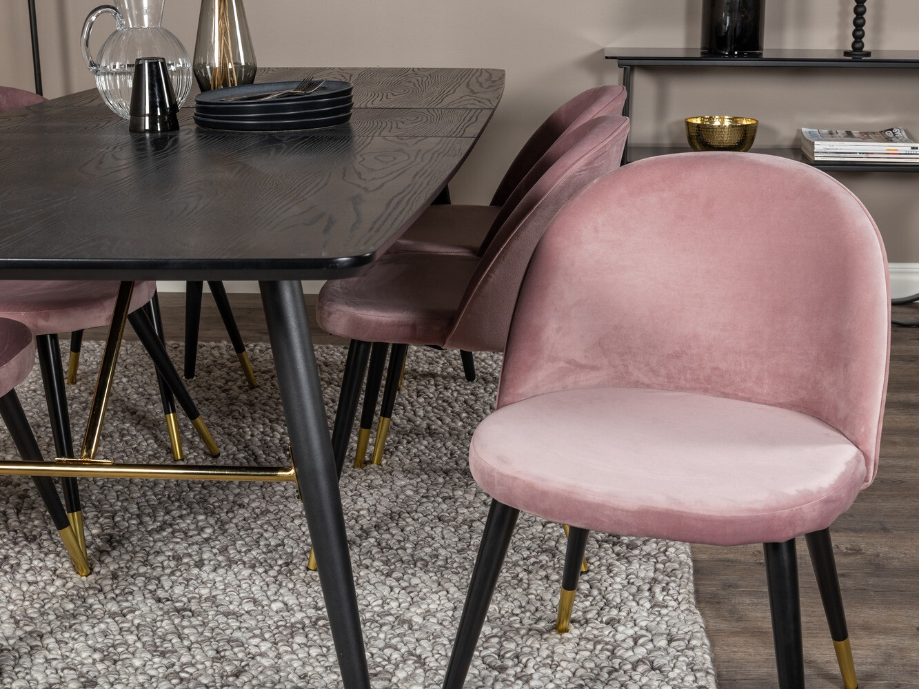 Conjunto para refeições Dallas 1451 (Rosa + Preto)