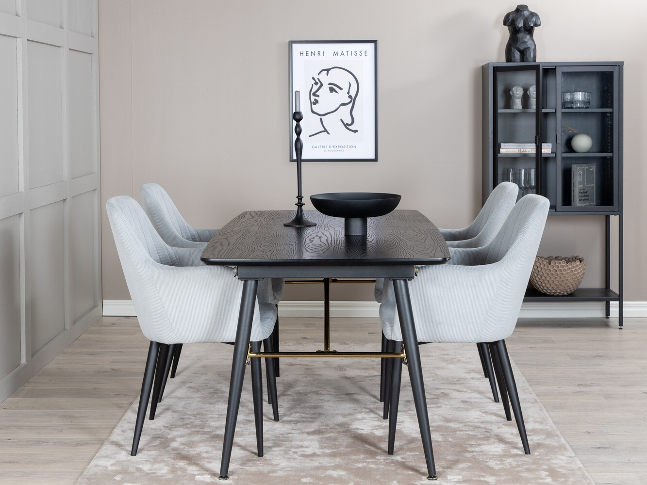 Conjunto para refeições Dallas 1457 (Cinzento claro + Preto)