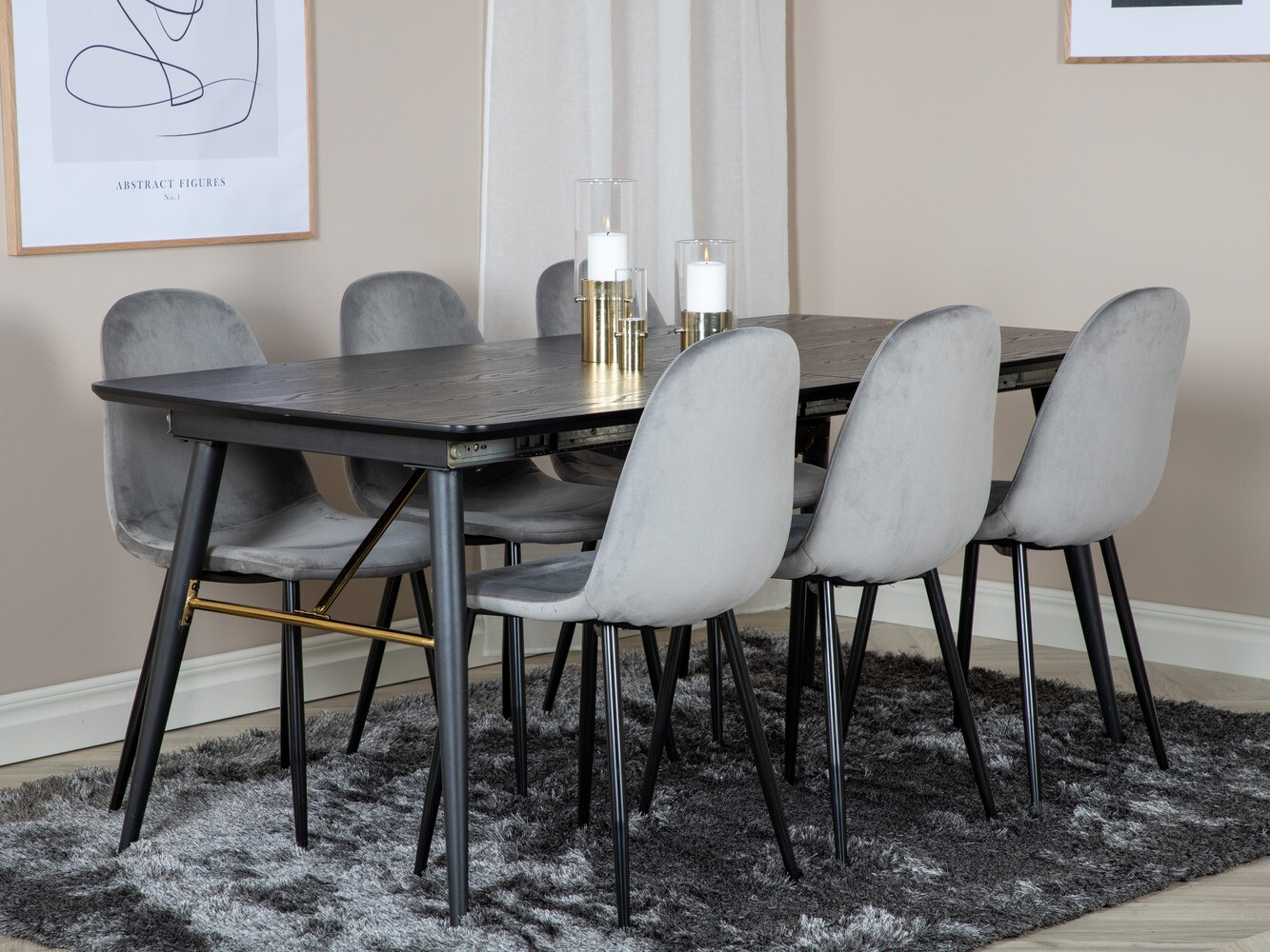 Conjunto para refeições Dallas 1580 (Cinzento + Preto)