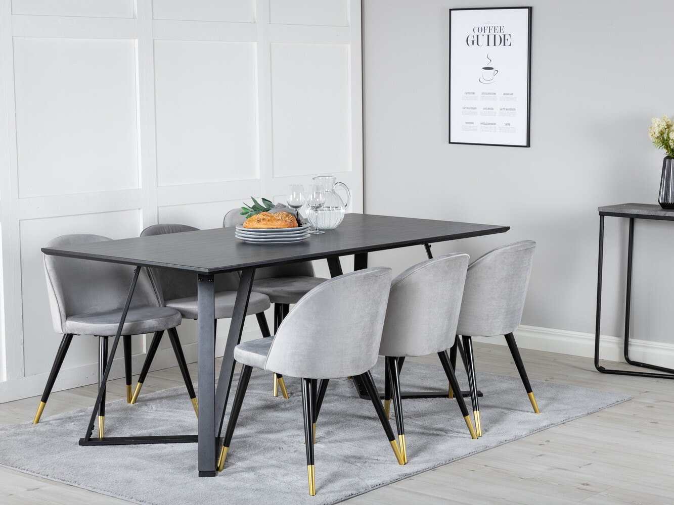 Conjunto para refeições Dallas 1583 (Cinzento + Preto)