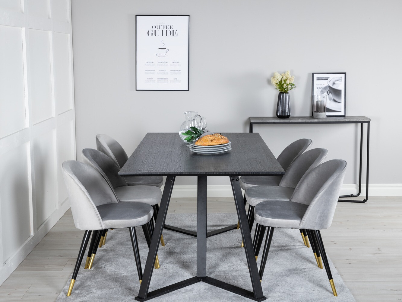 Conjunto para refeições Dallas 1583 (Cinzento + Preto)