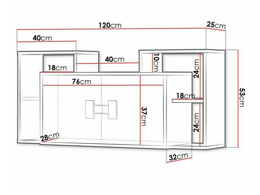 Armário suspenso Florevi 107 (Mate branco + Carvalho Artisan)