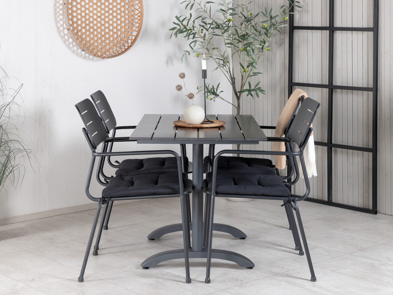 Conjunto de mesa e cadeiras Dallas 2148 (Preto)