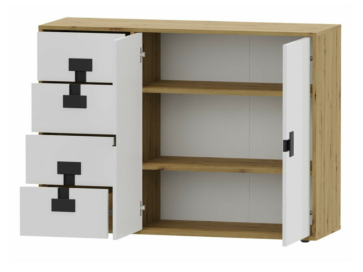 Conjunto de mobiliário Florevi 105 (Mate branco + Carvalho Artisan)