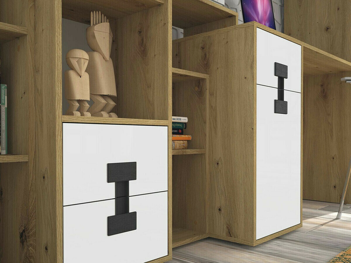 Conjunto de mobiliário Florevi 105 (Mate branco + Carvalho Artisan)