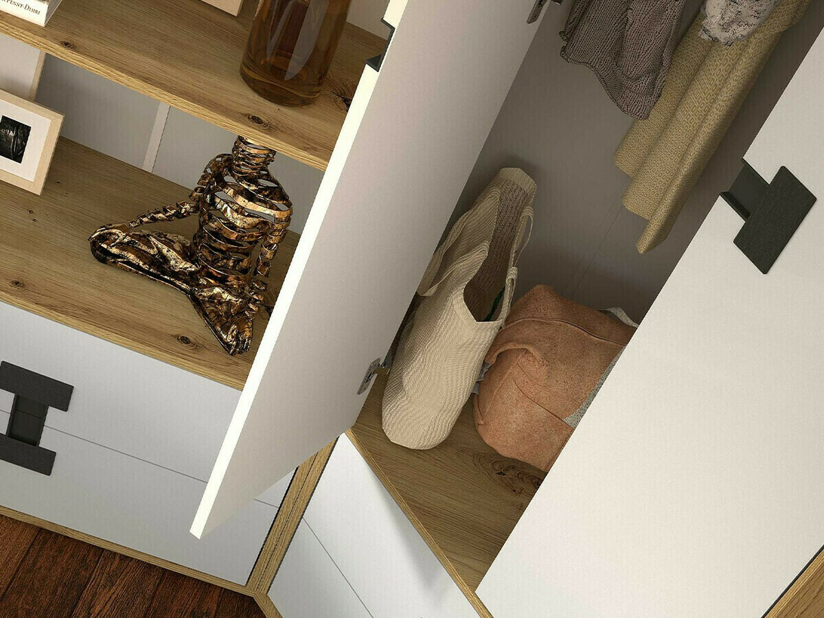 Conjunto de mobiliário Florevi 105 (Mate branco + Carvalho Artisan)