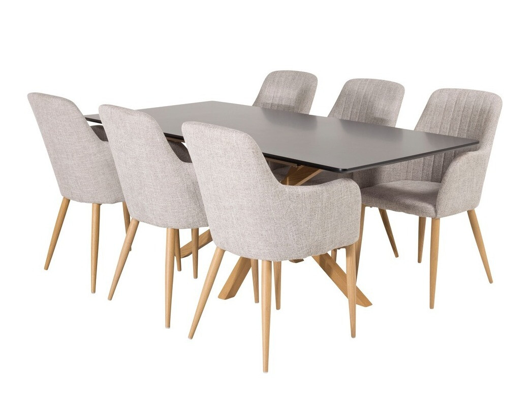 Conjunto para refeições Dallas 2068 (Cinzento claro + Carvalho)