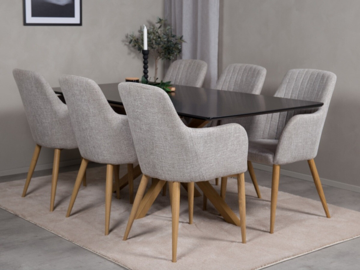 Conjunto para refeições Dallas 2068 (Cinzento claro + Carvalho)