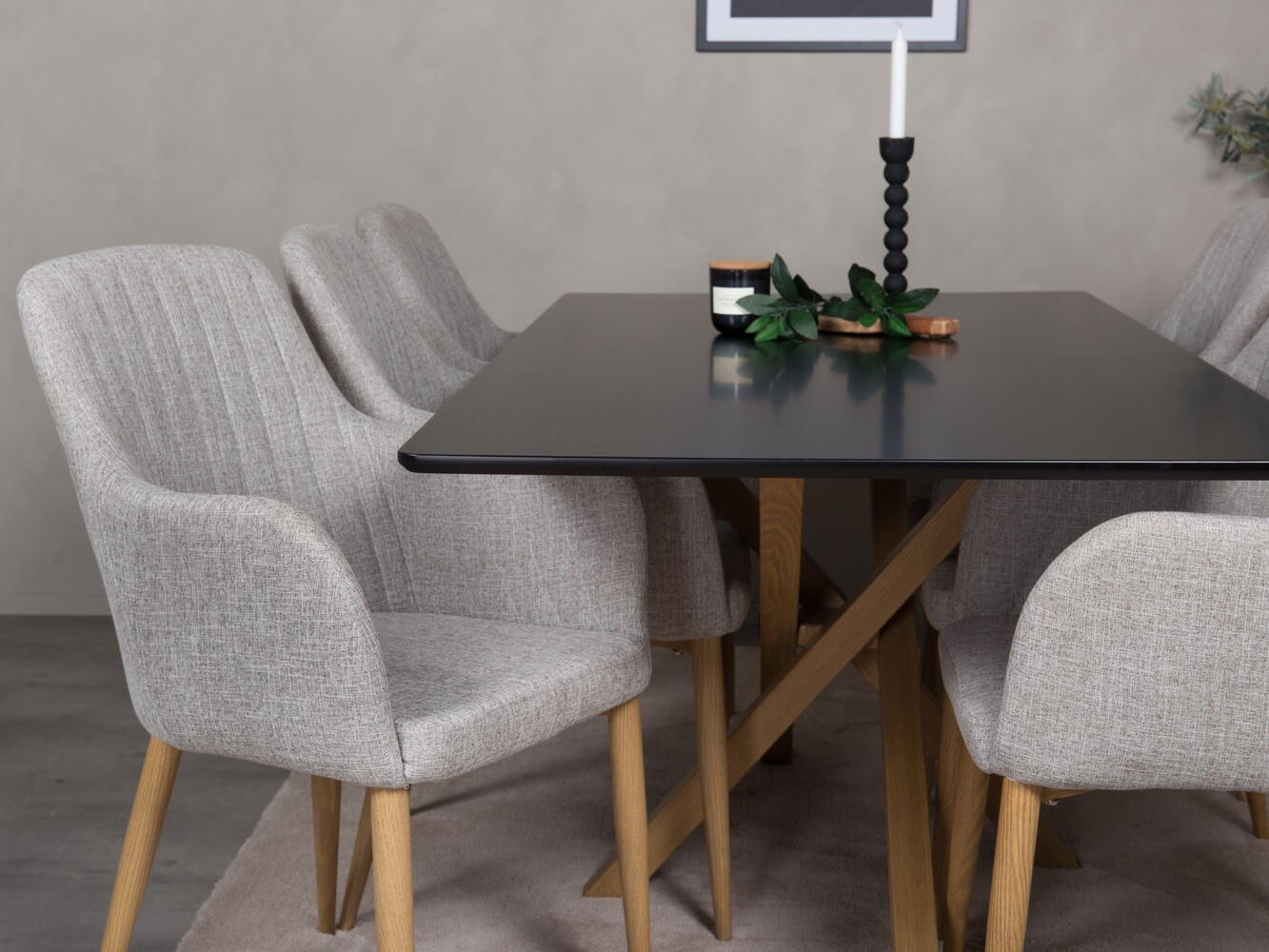 Conjunto para refeições Dallas 2068 (Cinzento claro + Carvalho)