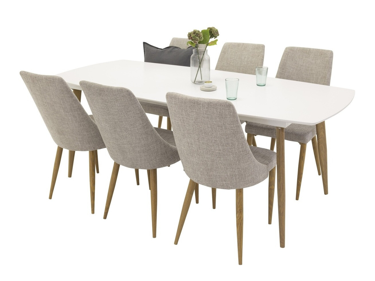 Conjunto para refeições Dallas 2102 (Cinzento claro + Carvalho)