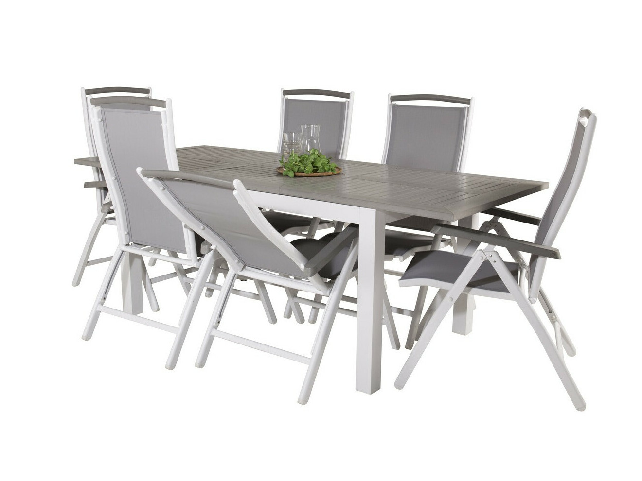 Conjunto de mesa e cadeiras Dallas 2260 (Cinzento + Branco)