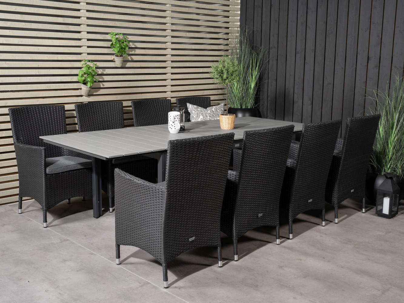Conjunto de mesa e cadeiras Dallas 3026 (Preto + Cinzento)