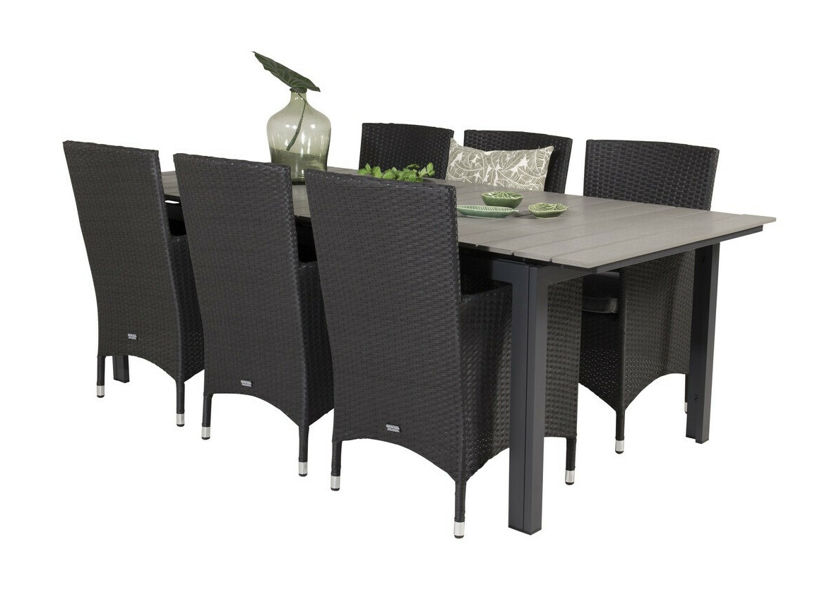 Conjunto de mesa e cadeiras Dallas 3030 (Preto + Cinzento)