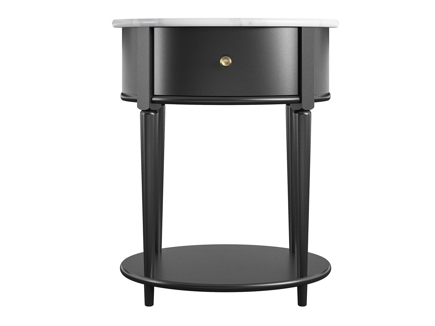 Mesa de apoio Tulsa 233 (Preto + Marmore branco)