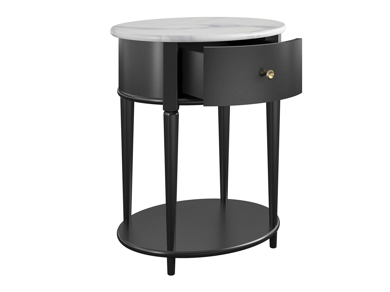 Mesa de apoio Tulsa 233 (Preto + Marmore branco)