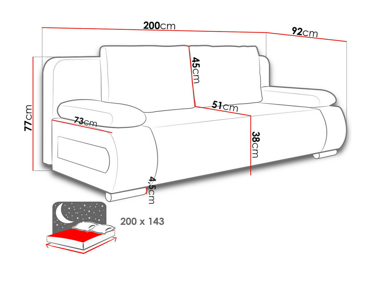 Sofá-cama Comfivo 144 (Poso 55 + Paros 05)