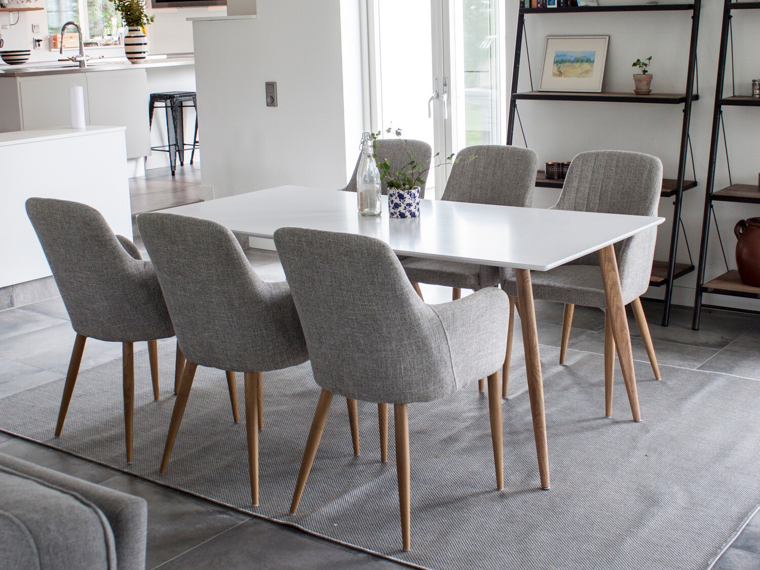 Conjunto para refeições Dallas 358 (Cinzento claro + Carvalho)