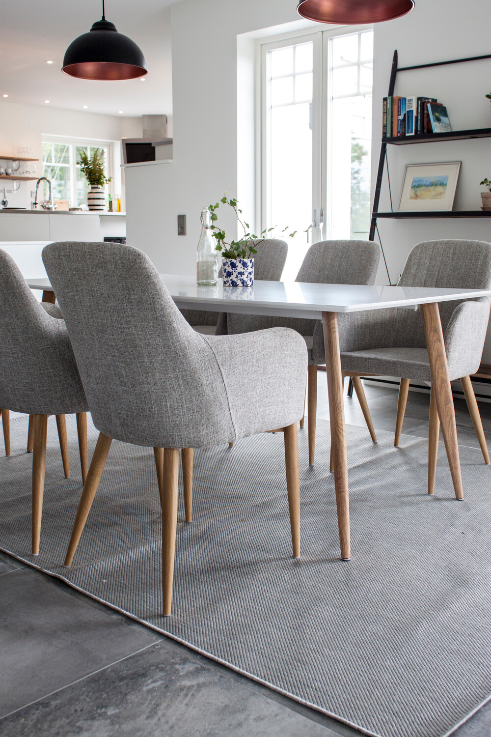 Conjunto para refeições Dallas 358 (Cinzento claro + Carvalho)