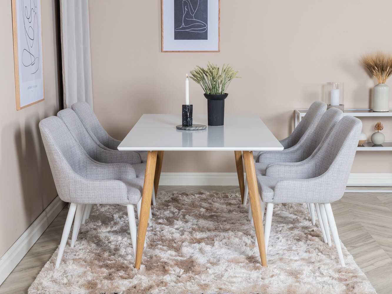 Conjunto para refeições Dallas 357 (Cinzento claro + Branco)