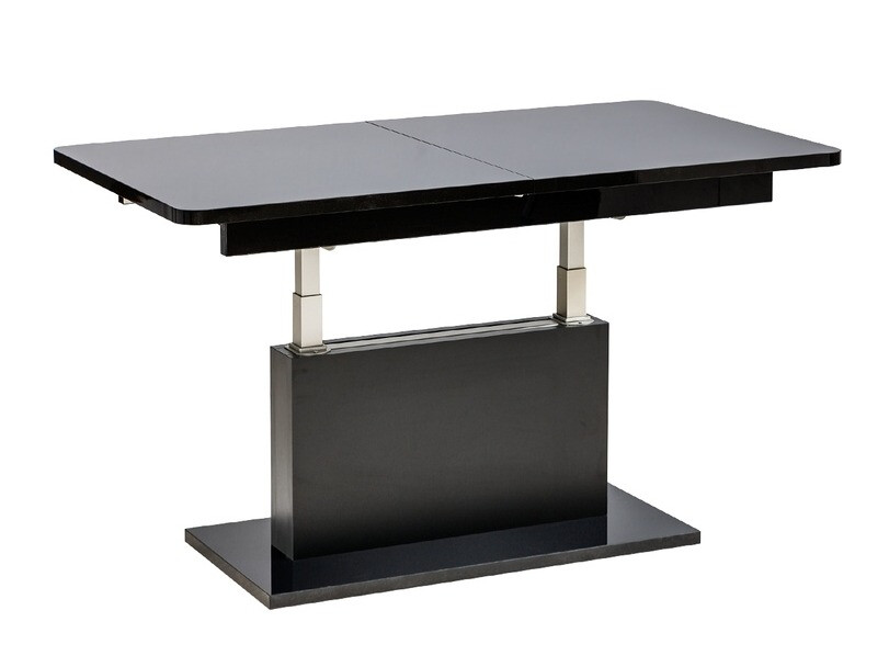 Mesa de centro extensível Ogden 158 (Preto brilhante + Preto)