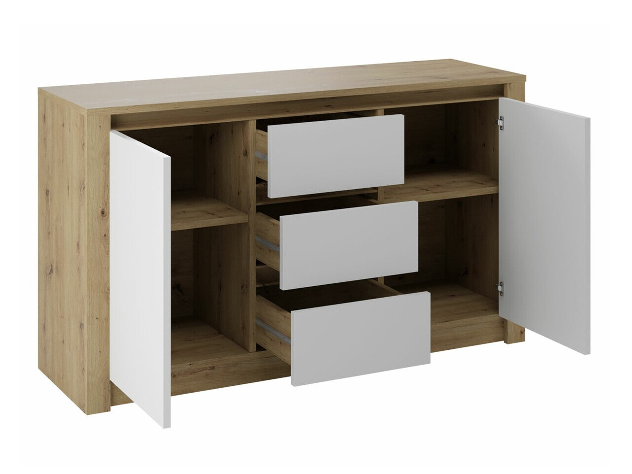 Cómoda Deldale 101 (Carvalho Artisan + Branco)