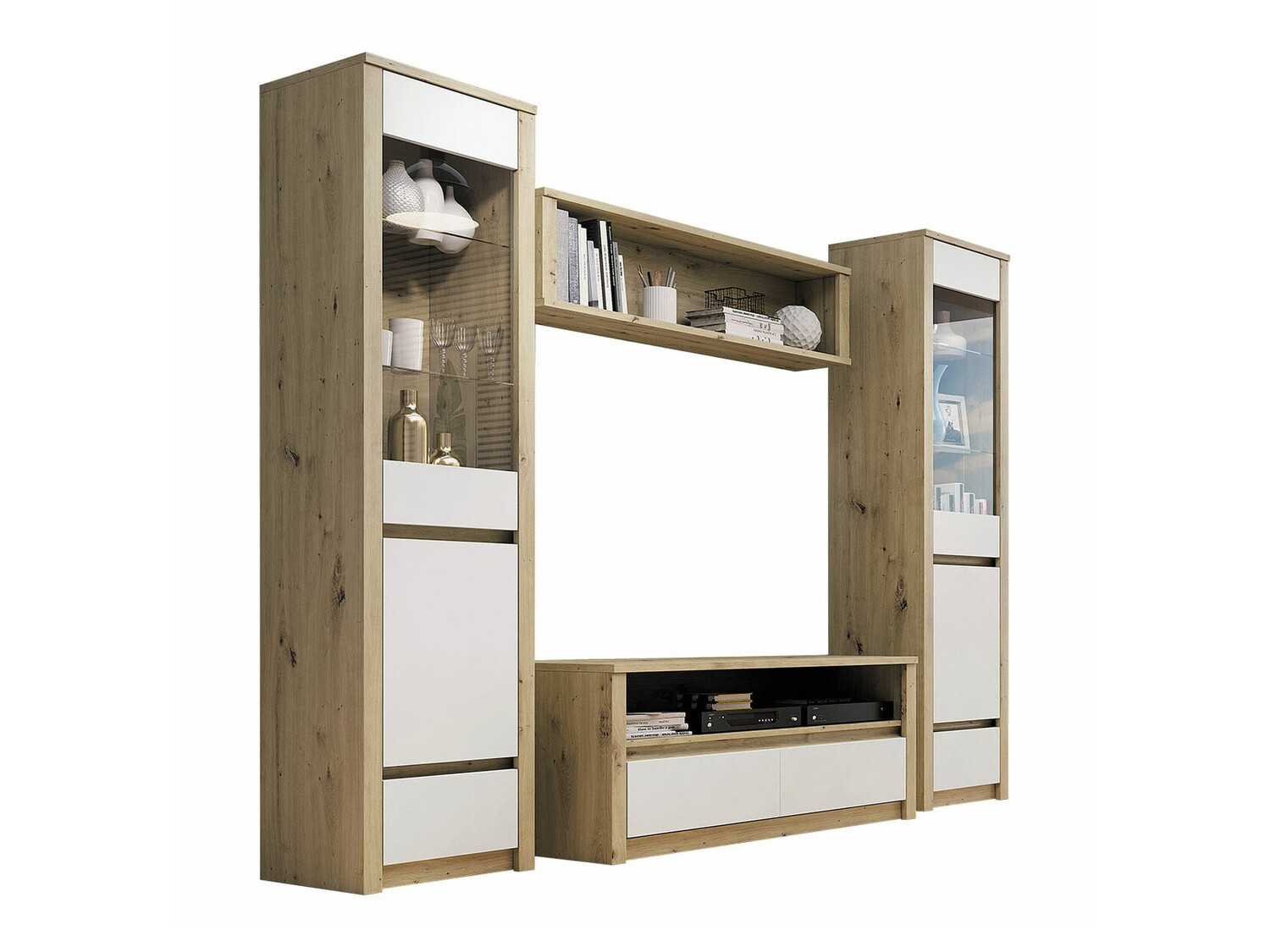 Conjunto para sala de estar Deldale 114 (Carvalho Artisan + Branco)