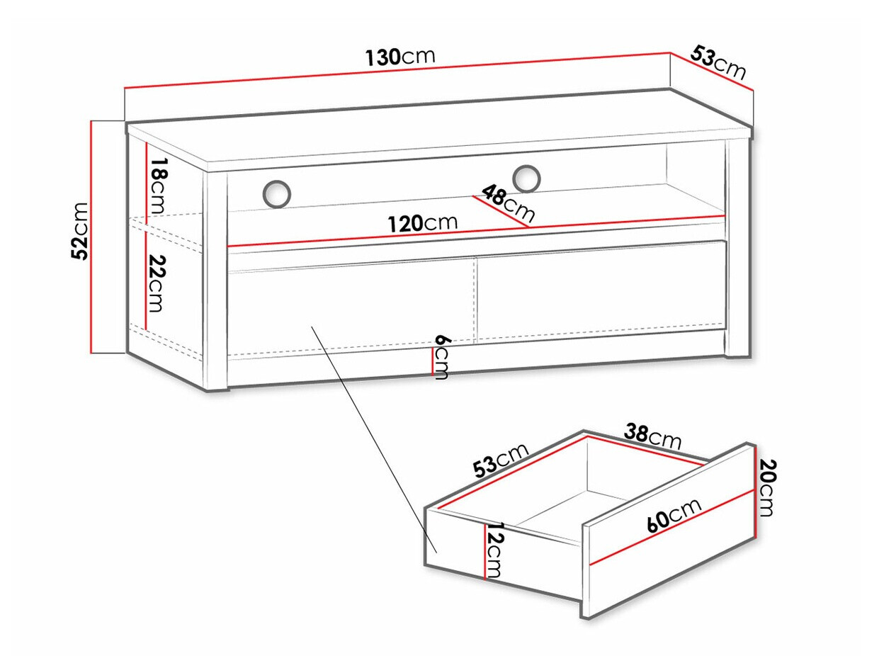 Móvel de TV Deldale 103 (Carvalho Artisan + Cinzento)