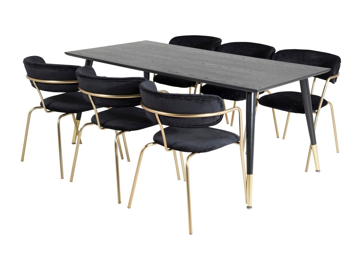Conjunto para refeições Dallas 1258 (Preto + Dourado)