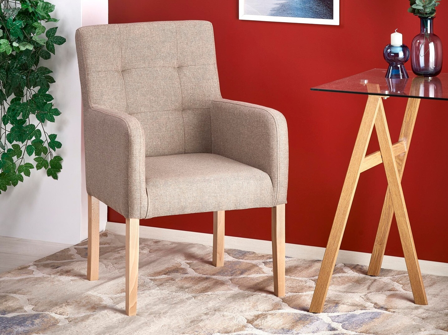 Poltrona Houston 1056 (Carvalho de mel + Bege)