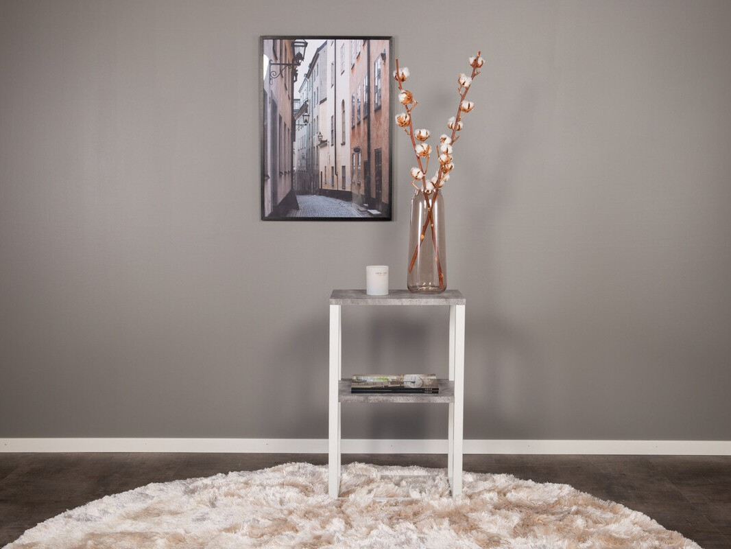 Mesa de apoio Dallas 3219 (Branco + Cimento)