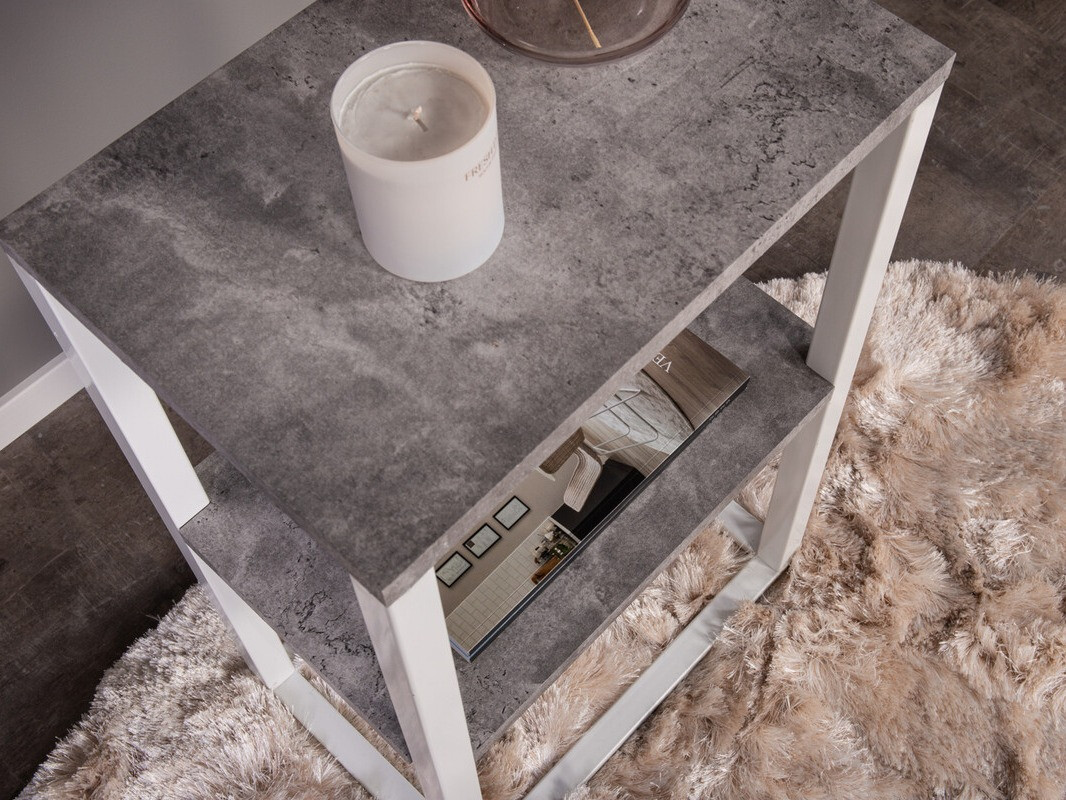 Mesa de apoio Dallas 3219 (Branco + Cimento)